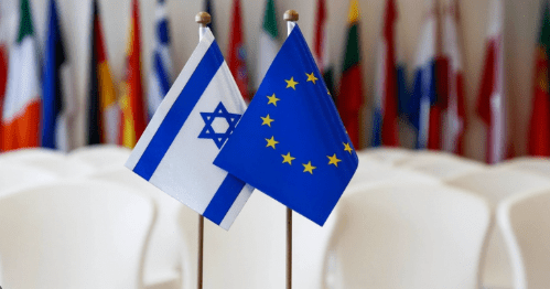 Bendera Israel dan Uni Eropa EU