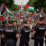 Aksi demonstrasi pro Palestina terhadap tim bola basket Israel di Spanyol