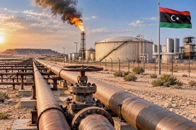 Jaringan pipa minyak Libya Sharara ke pelabuhan Zawiya.